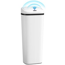 HOMCOM Pattumiera con Sensore a Infrarossi da 50L in Acciaio Inox, Bianco