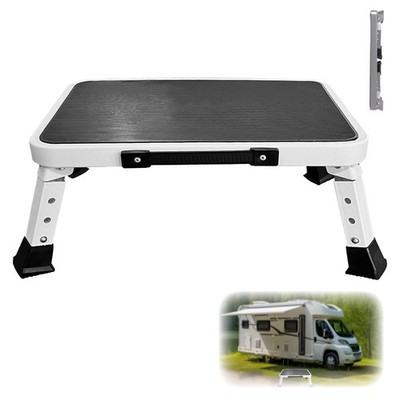 Foldable Adjustable RV Step Stool Sturdy NonSlip Ladder Supports 500 lbs