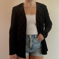 Alex Evenings vintage Y2K Black Velvet Plaid Glitter Jacket — Size L