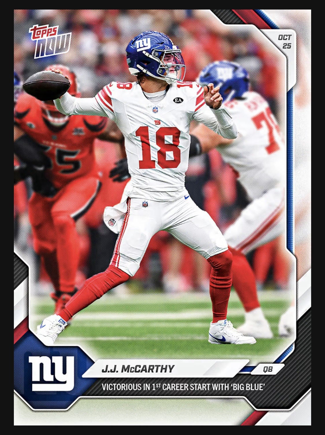 💥PRESALE💥J.J. McCarthy💥2026-27 NFL Topps NOW #78💥1st Win as NY Giants QB