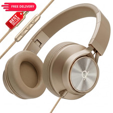 ARTIX Wired Headphones for Kids  Adults - Built-in Mic  Volume Champagne