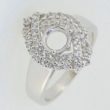 925 Sterling Silver Semi Mount Ring Setting Round 6x6mm CrissCross Double Halo