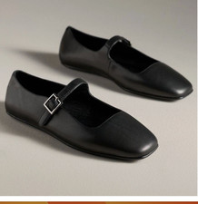 NIB Jeffrey Campbell Elise 2 Mary Janes Black Leather Flats 41/10