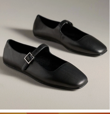 NIB Jeffrey Campbell Elise 2 Mary Janes Black Leather Flats 39/8