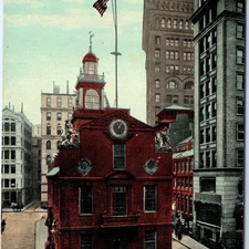 c1910s Boston, MA Old State House Birds Eye PC Nice Downtown Litho Photo A322