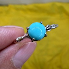 925 Sterling Silver Ring Turquoise 6mm Round Natural Gemstone Bridal Jewelry