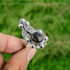 Christmas Deal 925 Silver Labradorite Stone Bezel Statement Flower Ethnic Ring