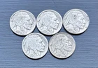 Lot Of 5 1937 P Buffalo Nickel Philadelphia Mint Full Date Horn And Tail Visible