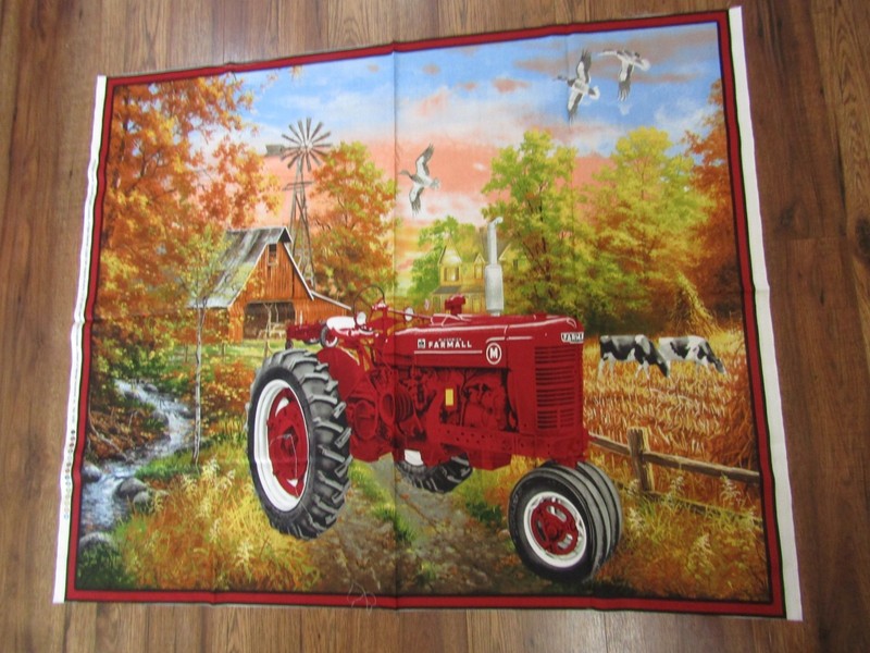 FARM McCormick FARMALL RED TRACTOR FARM WALL HANGING 2000 COTTON Fabric PANEL