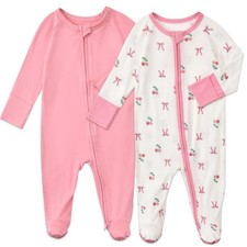 Baby Footed Coverall Pajamas with Mittens Rayon from 2pcs Newborn Infant 2-wa...