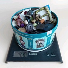 Vintage Clock Tin of Old Buttons for Sewing Craft Approx 700g Job Lot ?? B193