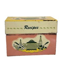 Vintage 1950's Pink Retro Atomic Mid Century Recipe Holder Box Kitchen Decor