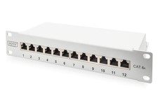 DIGITUS Cat 6A patch panel - 12 ports - RJ45 jacks - 10-inch rack mount 1 rack u
