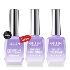 Builder Nail Gel with Gel Top Coat Base Coat 3 Pcs 18ml Top Coat Nail Polish ...