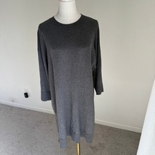 Eileen Fisher Charcoal Gray Tencel 3/4 Sleeve Sweater Dress Small Old Money