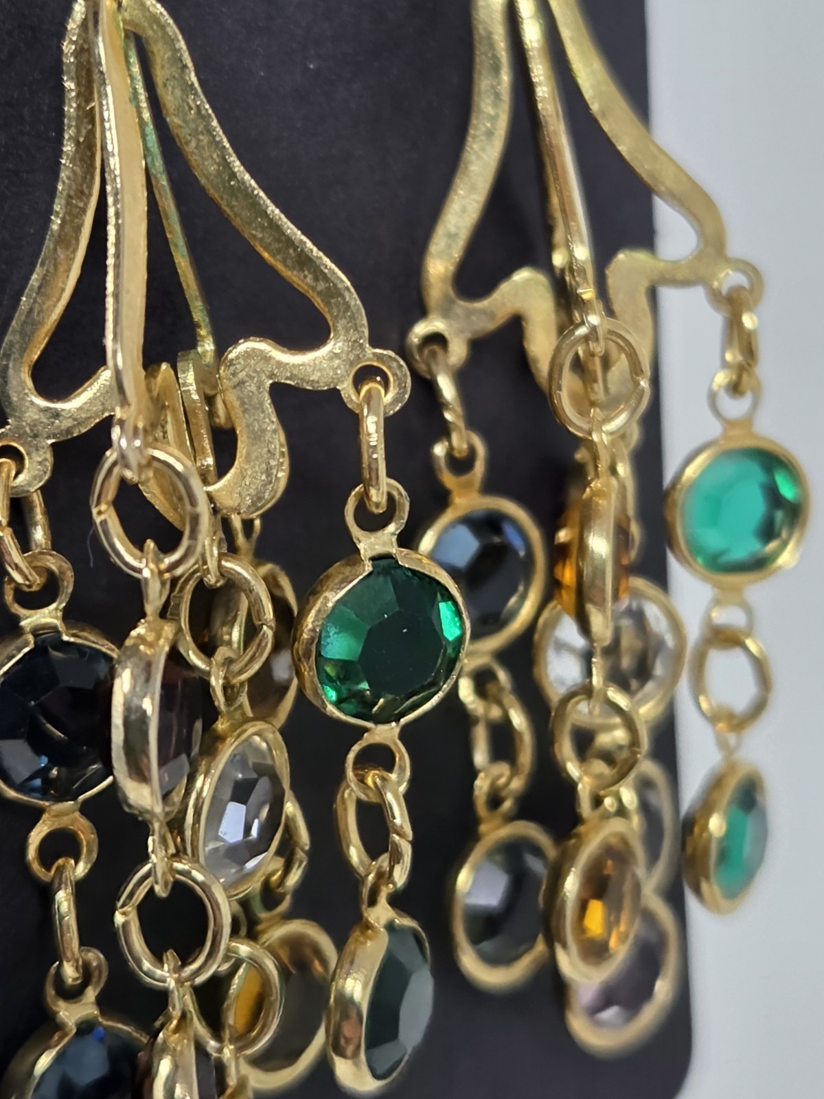 Multicolor Bezel Crystal Dangle Drop Earrings Mul… - image 6