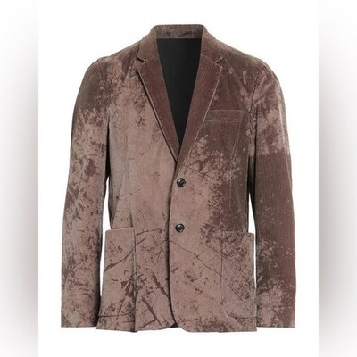 NWT Mauro Grifoni Ribbed Velvet Corduroy Blazer Sports Coat Brown IT Sz 54