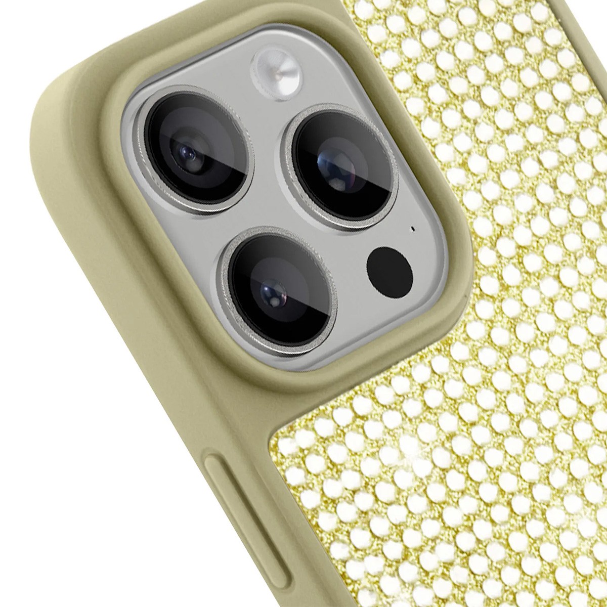 Coque rigide Guess iPhone 15 Pro Triangle Diamond Or antichoc et chic - 3