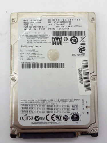 FUJITSU ***MJA2500BH*** 500 GB SATA HDD Notebook 2,5 ZOLL #NFP1725