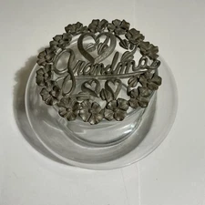 vintage trinket jar, Potpourri Bowl , Or Essential Oils, pewter grandma Lid