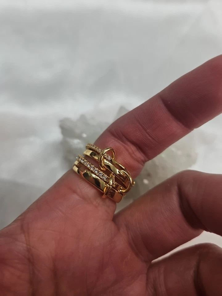 18k镀金链接或堆叠戒指套装 — 第 3/3 张图片