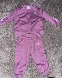 NIKE Pink 2-Piece Tracksuit Set Full Zip Pants Heart Logo Baby/Toddler 18 months