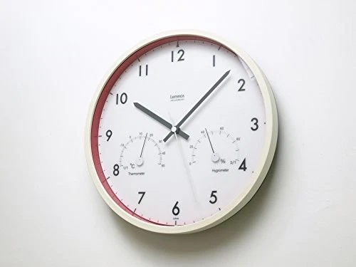 Lemnos Air Clock Temperature And Humidity Meter Red LC09-11W Wall Clock Japan - Image 2 of 3