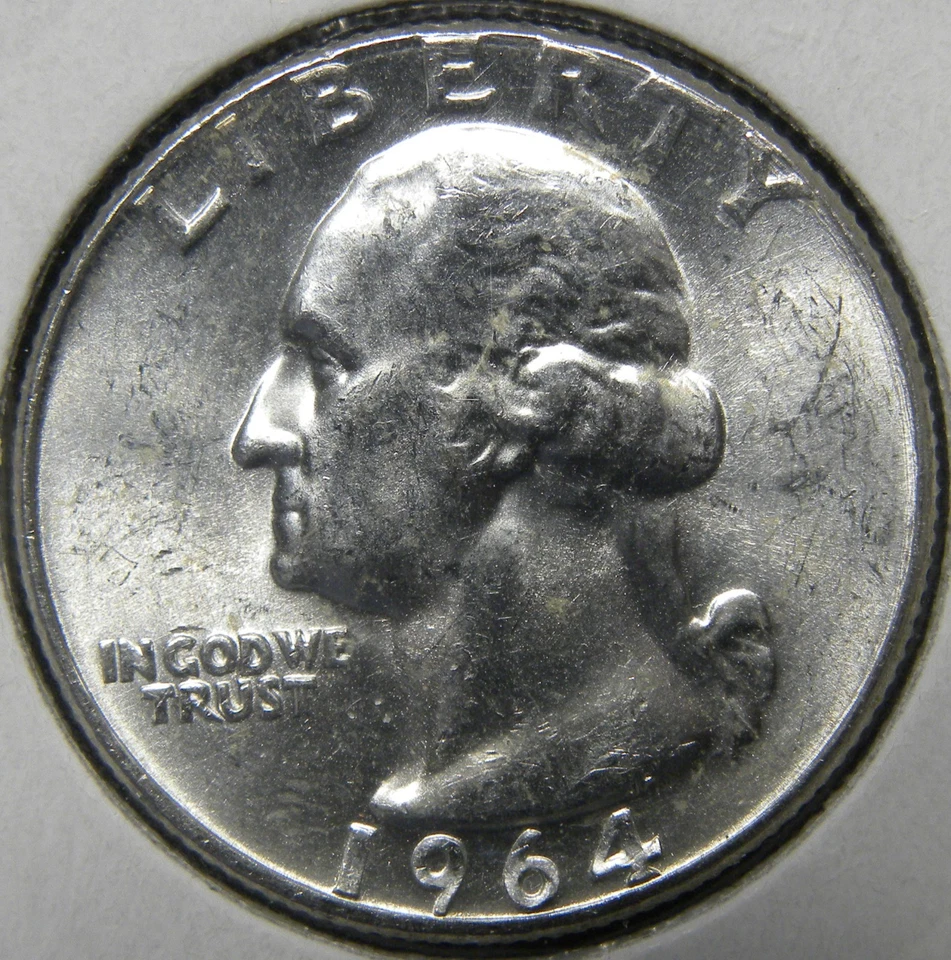 1964-D WASHINGTON SILVER QUARTERS 90% SILVER LOT OF 5-90% SILVER BU COINS - Image 4 of 4