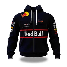 Y2K Streetwear Red Bull Racing Hoodie Full Zip - F1 Team Jacket Sport Coat