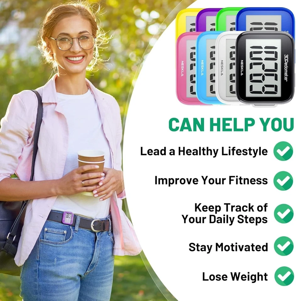 Podómetro 3D para caminar, contador de pasos simple con pantalla digital grande Foto 4 de 4