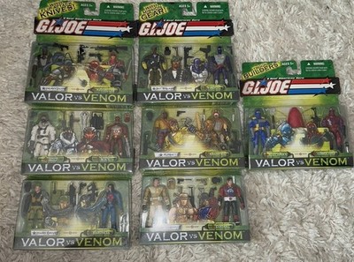 Lot Of 7 GI Joe Valor vs Venom Figure 2 Pack Set Complete Hasbro 2004 & 2003
