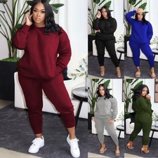 Women 2Pcs Outfits Casual Sweatsuits Long Sleeve Pullover Jogger Sweat Pants Set