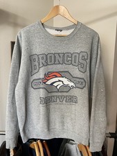 Vtg Y2K 90s Denver Broncos NFL Sweatshirt Mens Large distressed Flaws Gray
