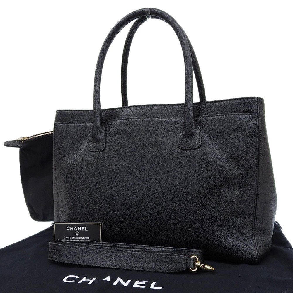 Chanel Executive 2Way Tote Shoulder Bag Black Caviar Leather No9 r11-Tm