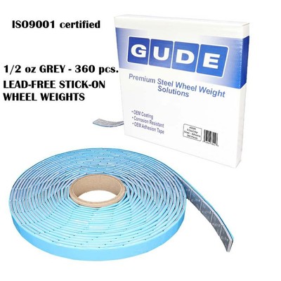 GUDE 360 Pcs 1 roll of 0.50 oz Stick-on GRAY FE Coated Wheel Weight 1/2 oz