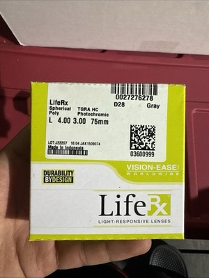 Vision-Ease LifeRx Photochromic Polycarbonate Lenses Gray75mm D28+4 /+3  Bifocal