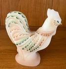 Fenton Hand Painted Burmese Satin Rooster Signed by S Davis - 5" Tall
