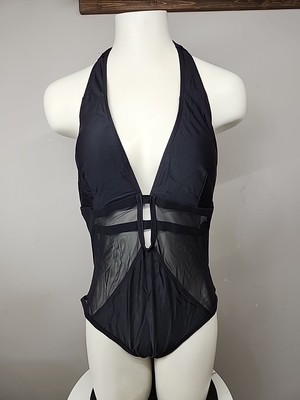 Cupshe Womens One Piece Swimsuit Size Large Black Color W/ Mesh.