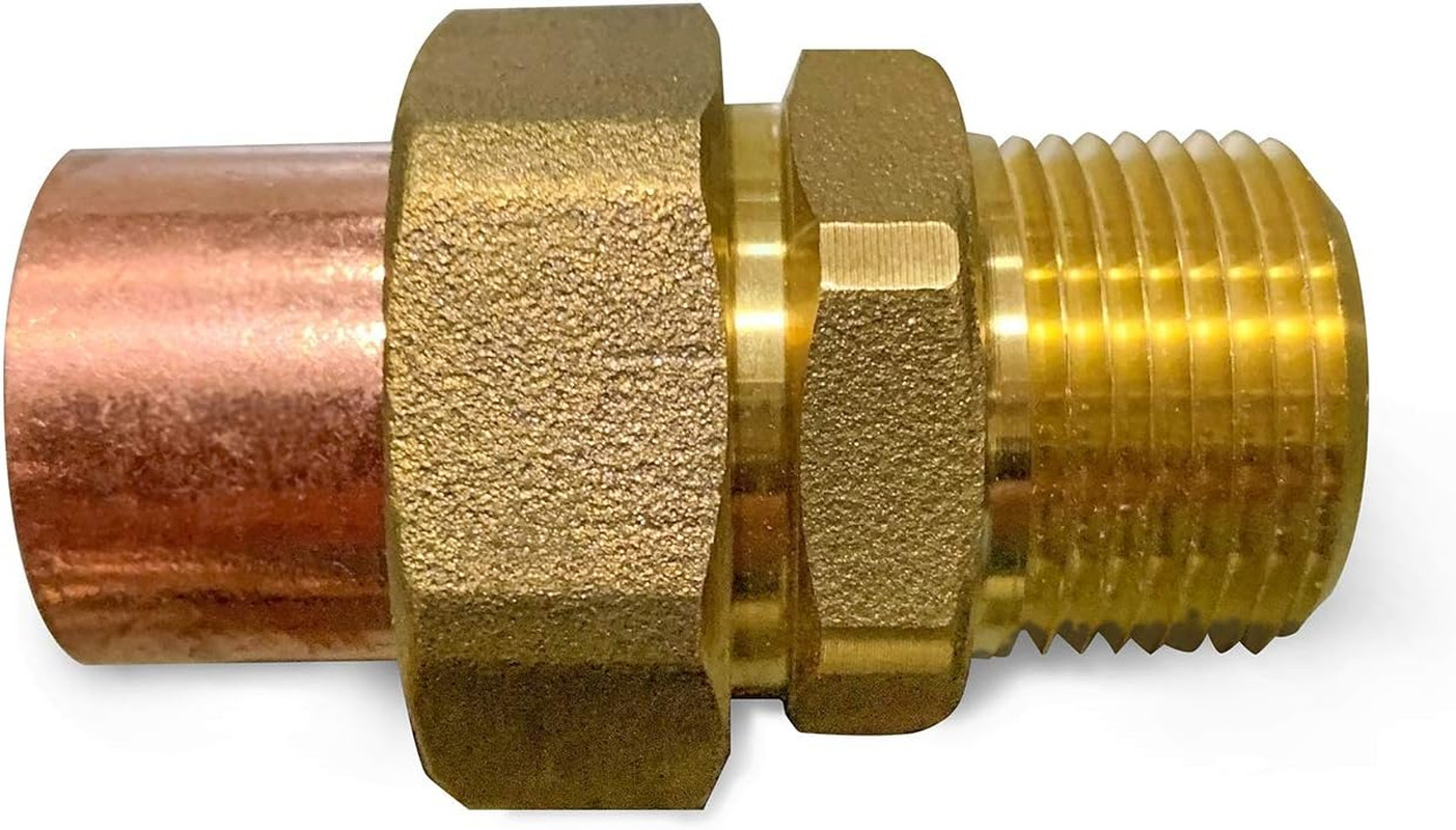 Everflow DDNV0034 3/4" Copper Union Fitting with Sweat to Male Threaded Connects
