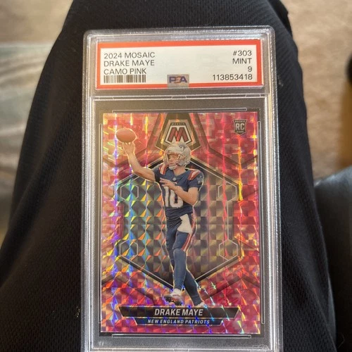 2024 PANINI MOSAIC CAMO PINK #303 DRAKE MAYE RC PSA 9