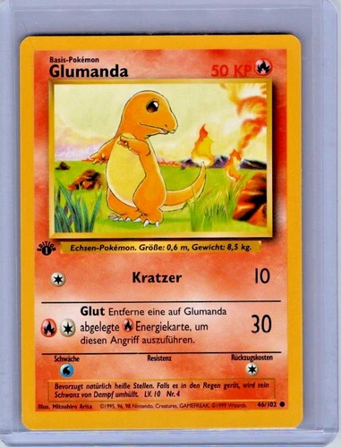 Pokémon TCG 1st Edition Base Set GERMAN Charmander (Glumanda) 46/102 NM