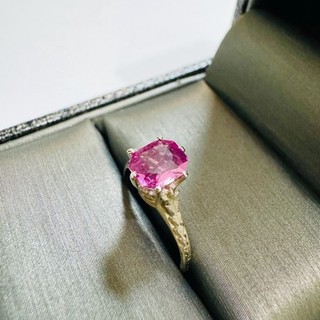 Antique 1920s Art Deco Natural Octagon Pink Sapphire Solid 14k White Gold Ring 5
