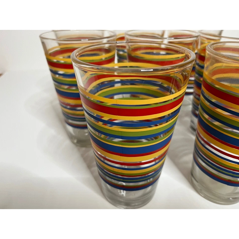 Juego de 8 vasos vintage a rayas Libbey Mambo Fiestaware 16 oz Foto 2 de 3