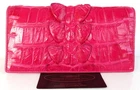 100% BIG TAIL GENUINE CROCODILE LEATHER CHECKBOOK WALLET SHINY PINK NEW