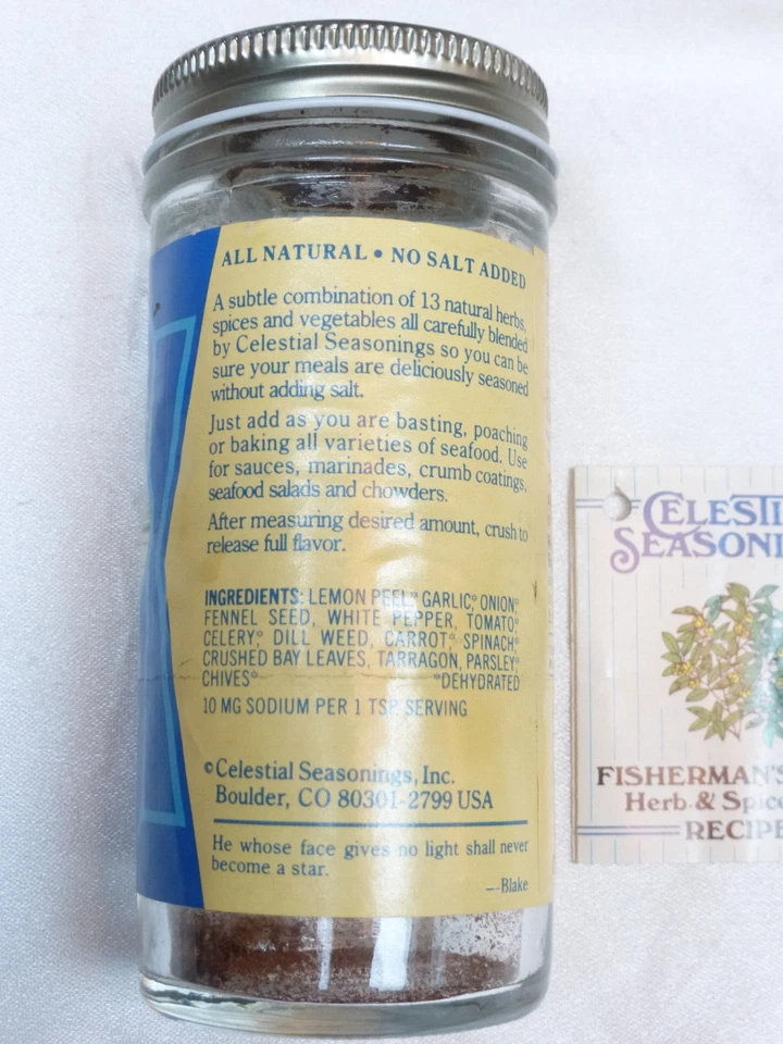 Folleto de recetas vacío tarro de captura de pescador vintage 1986 condimentos celestiales Foto 2 de 3