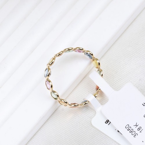 Anillo De Eternidad Completa De Zafiro Multicolor Redondo De 18k Oro Amarillo - Imagen 5 de 7