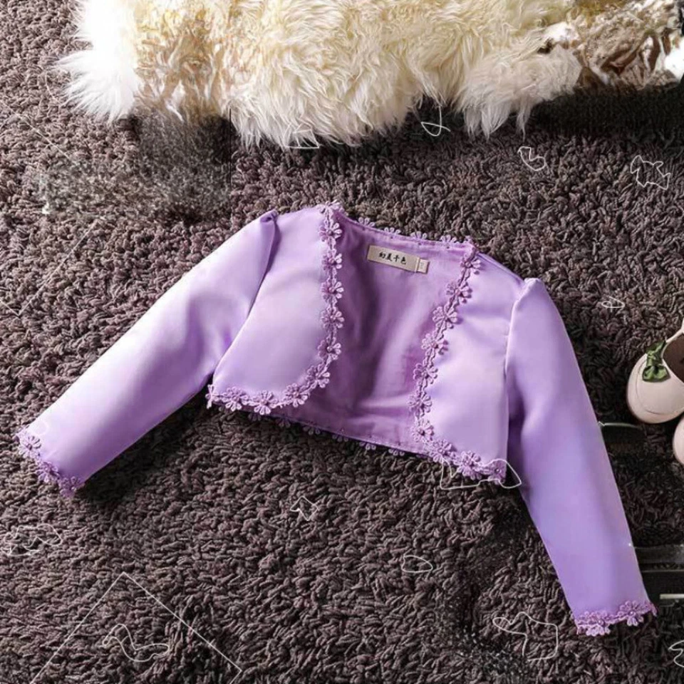 Kinder Mädchen Bauchfreies Top Bolero Schulterjacke Jacke Spitze für Party - Bild 2 von 4