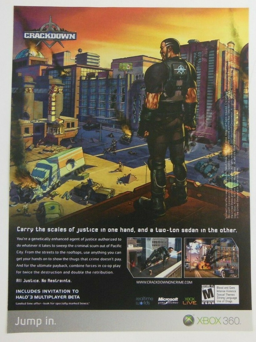 Crackdown Print Ad Game Poster Art Official Xbox 360 Advertising Gaming