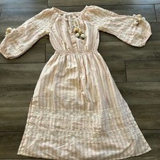 Rare Loveshackfancy Pink Isla Midi Embroidered Boho Dress