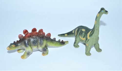 Dinosaur Toys Brontosaurus Stegosarus Set of 2 Plastic Squeezeable